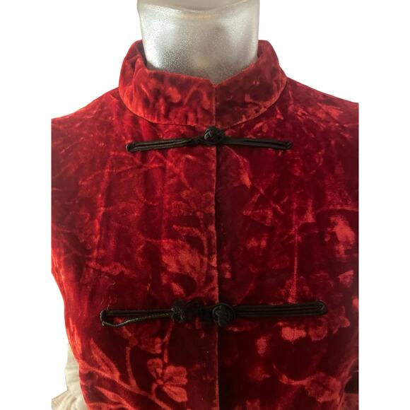 Vintage 90's VICTORIA'S SECRET Collection Velvet Burnout Cheongsam Dress GOTH L - Picture 2 of 12